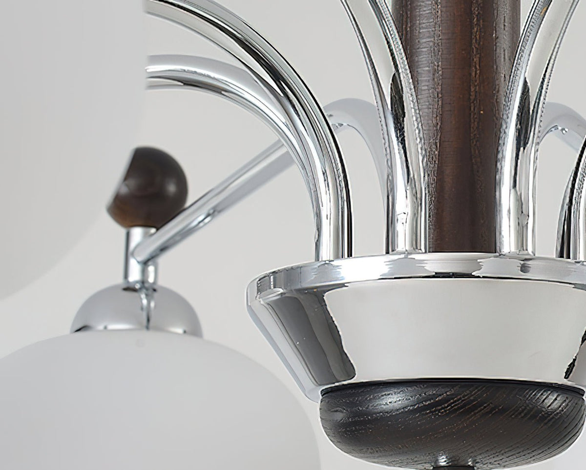 Bogart Modern Curved Arm Chandelier with White Shades