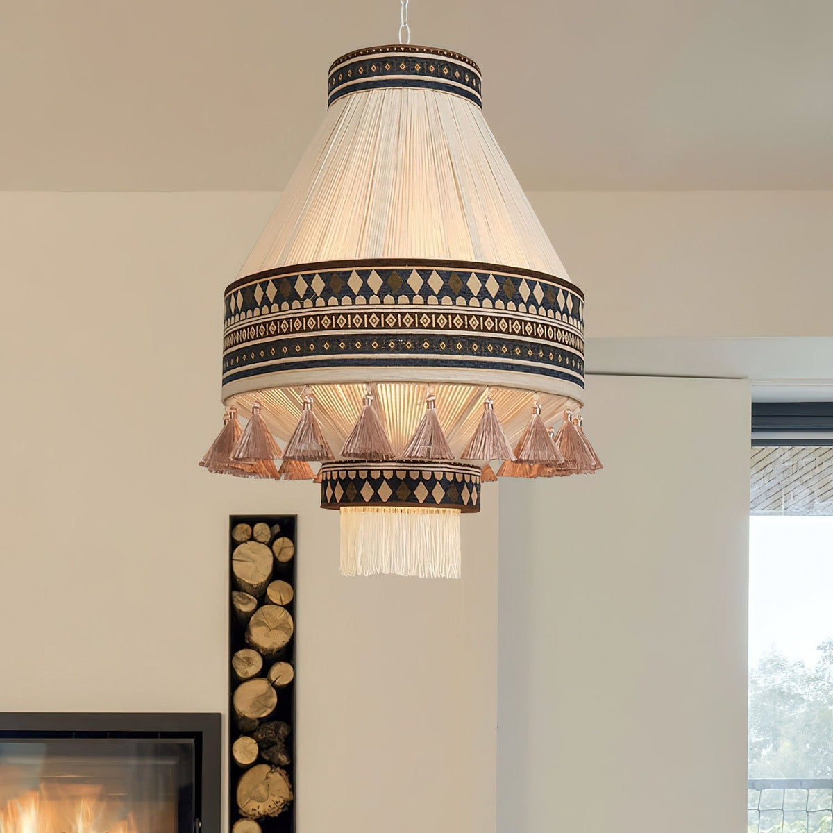 Artisan Woven Fringe Pendant Light for Boho Interiors