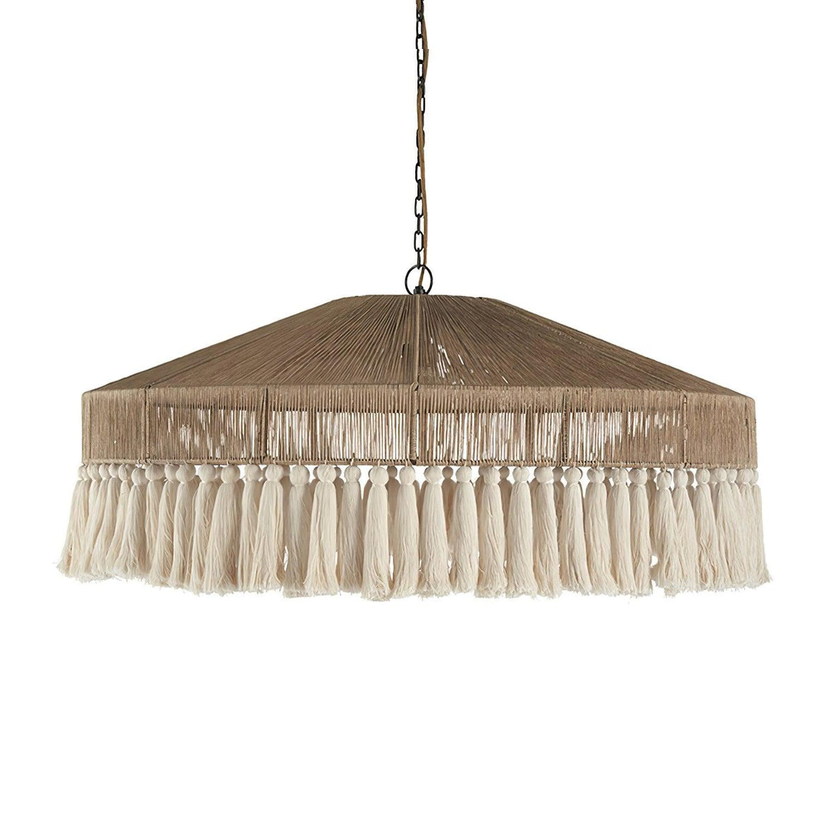 Tidecroft Tassel Pendant Light – Handwoven Hemp Rope Bohemian Chandelier