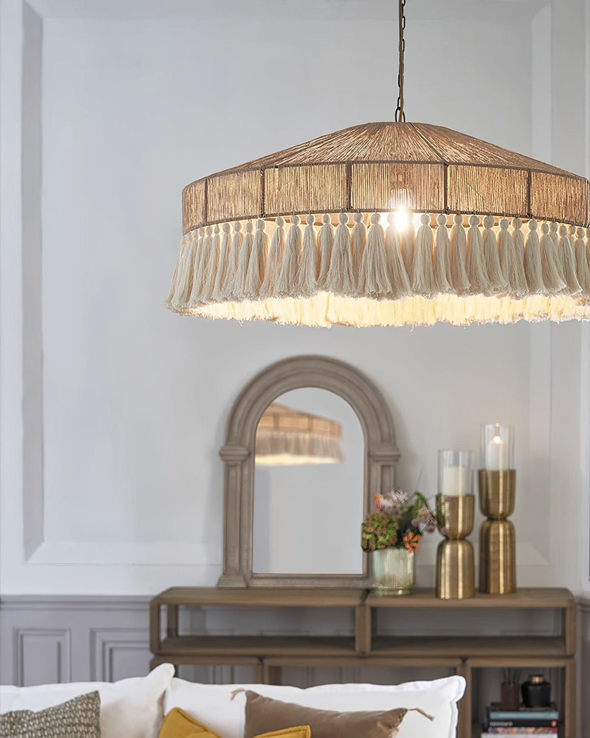 Tidecroft Tassel Pendant Light – Handwoven Hemp Rope Bohemian Chandelier