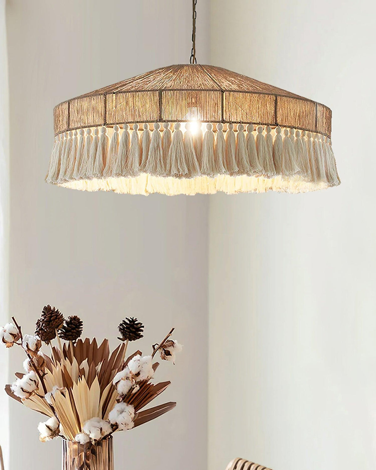 Tidecroft Tassel Pendant Light – Handwoven Hemp Rope Bohemian Chandelier