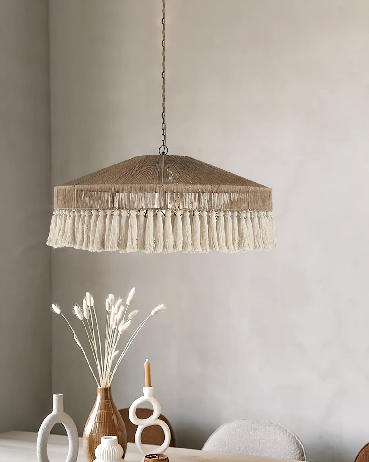 Tidecroft Tassel Pendant Light – Handwoven Hemp Rope Bohemian Chandelier