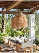 Artisan Raffia Pendant Light with Natural Rattan Accents