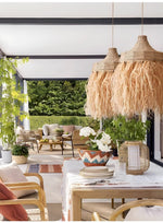 Artisan Raffia Pendant Light with Natural Rattan Accents