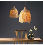 Artisan Raffia Pendant Light with Natural Rattan Accents