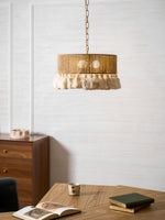 Boho Rara Handwoven Cotton Pendant Light – Natural Hemp Tassel Chandelier