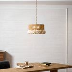 Boho Rara Handwoven Cotton Pendant Light – Natural Hemp Tassel Chandelier