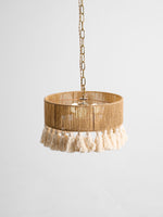 Boho Rara Handwoven Cotton Pendant Light – Natural Hemp Tassel Chandelier