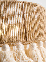 Boho Rara Handwoven Cotton Pendant Light – Natural Hemp Tassel Chandelier