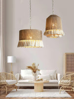 Boho Rara Handwoven Cotton Pendant Light – Natural Hemp Tassel Chandelier