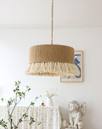 Boho Rara Handwoven Cotton Pendant Light – Natural Hemp Tassel Chandelier