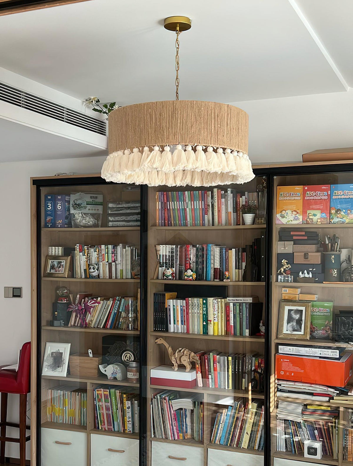 Boho Rara Handwoven Cotton Pendant Light – Natural Hemp Tassel Chandelier