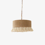 Boho Rara Handwoven Cotton Pendant Light – Natural Hemp Tassel Chandelier