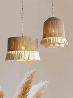 Boho Rara Handwoven Cotton Pendant Light – Natural Hemp Tassel Chandelier