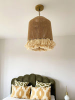 Boho Rara Handwoven Cotton Pendant Light – Natural Hemp Tassel Chandelier