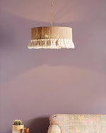 Boho Rara Handwoven Cotton Pendant Light – Natural Hemp Tassel Chandelier