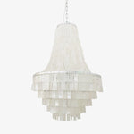 Boho Shell Tiered Chandelier – Natural Capiz Shell Pendant Light for Dining Room and Living Room