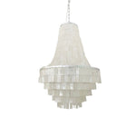 Boho Shell Tiered Chandelier – Natural Capiz Shell Pendant Light for Dining Room and Living Room