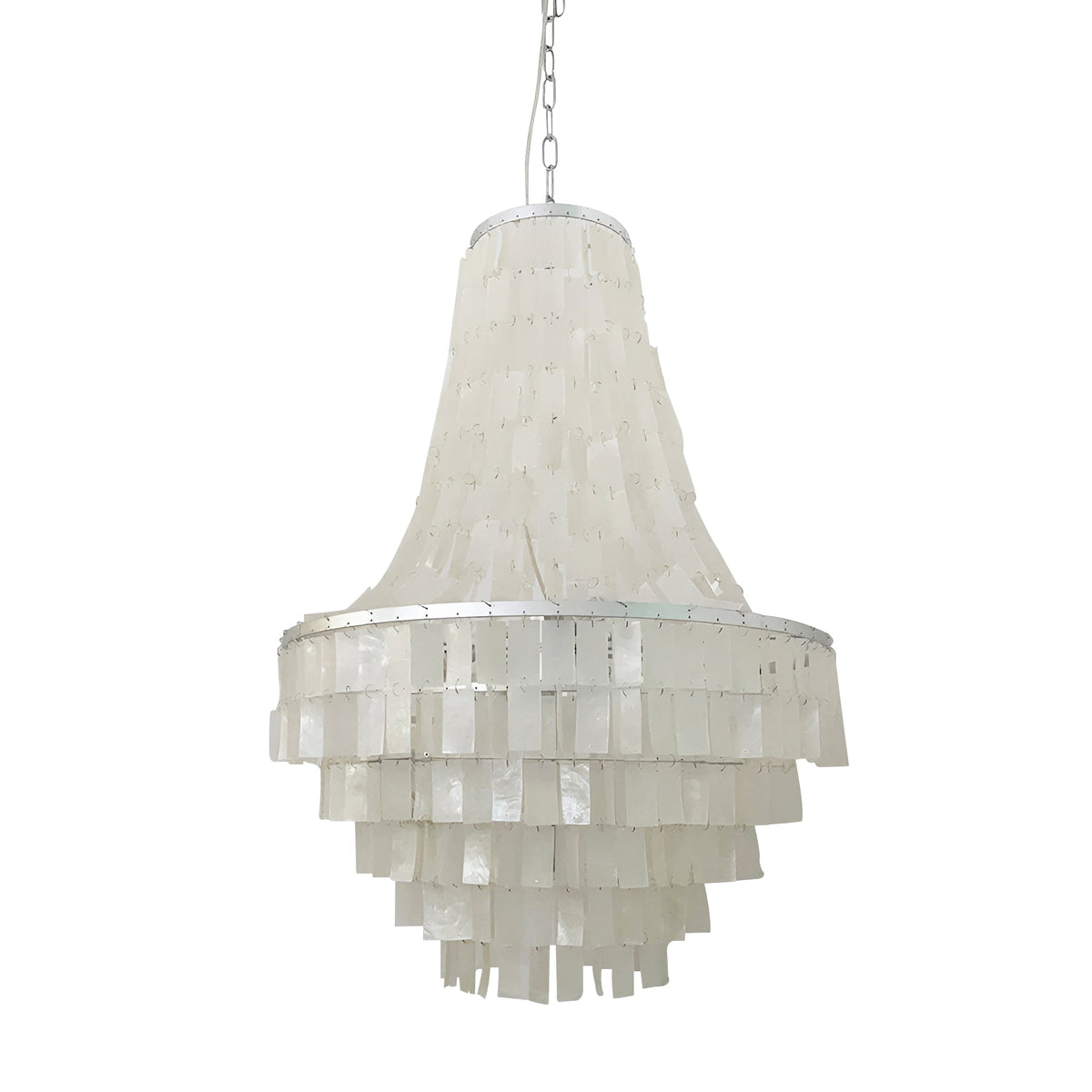 Boho Shell Tiered Chandelier – Natural Capiz Shell Pendant Light for Dining Room and Living Room