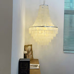 Boho Shell Tiered Chandelier – Natural Capiz Shell Pendant Light for Dining Room and Living Room
