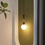 Bola Modern Pendant Light with Opal Glass Globe and Black Spheres