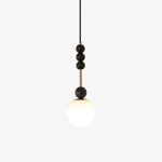 Bola Modern Pendant Light with Opal Glass Globe and Black Spheres