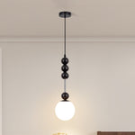Bola Modern Pendant Light with Opal Glass Globe and Black Spheres