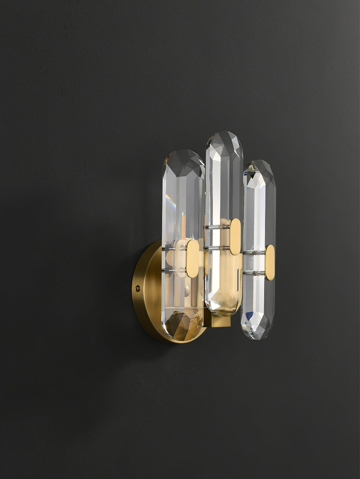 Bolton Crystal Wall Sconce in Brass for Bedroom and Living Room