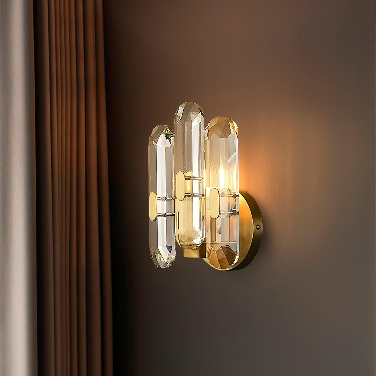 Bolton Crystal Wall Sconce in Brass for Bedroom and Living Room