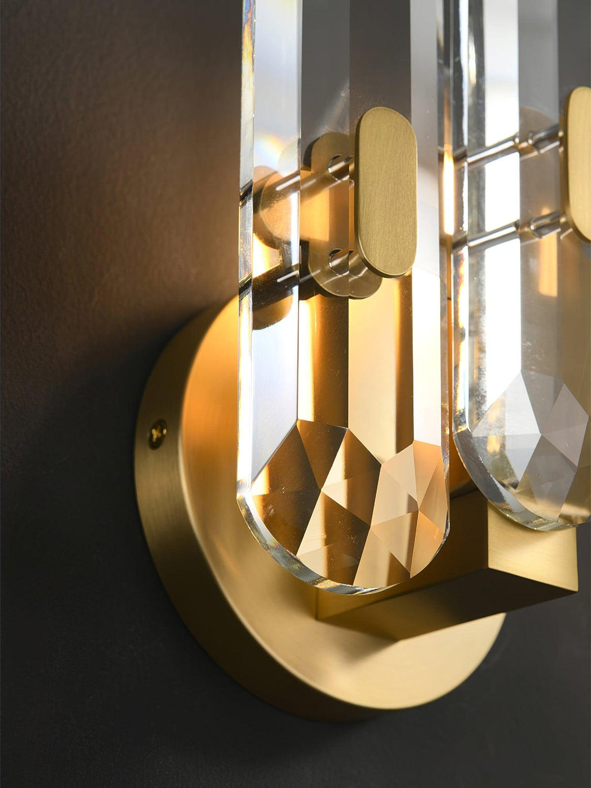 Bolton Crystal Wall Sconce in Brass for Bedroom and Living Room