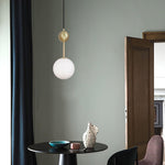Born Pendant Light in Polished Brass and Opal Glass, Modern Minimalist Ceiling Lamp