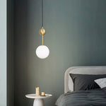 Born Pendant Light in Polished Brass and Opal Glass, Modern Minimalist Ceiling Lamp