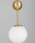 Born Pendant Light in Polished Brass and Opal Glass, Modern Minimalist Ceiling Lamp