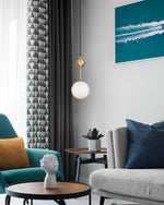 Born Pendant Light in Polished Brass and Opal Glass, Modern Minimalist Ceiling Lamp