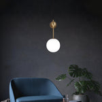 Born Pendant Light in Polished Brass and Opal Glass, Modern Minimalist Ceiling Lamp