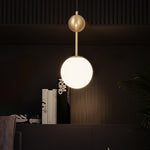 Born Pendant Light in Polished Brass and Opal Glass, Modern Minimalist Ceiling Lamp