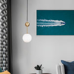 Born Pendant Light in Polished Brass and Opal Glass, Modern Minimalist Ceiling Lamp