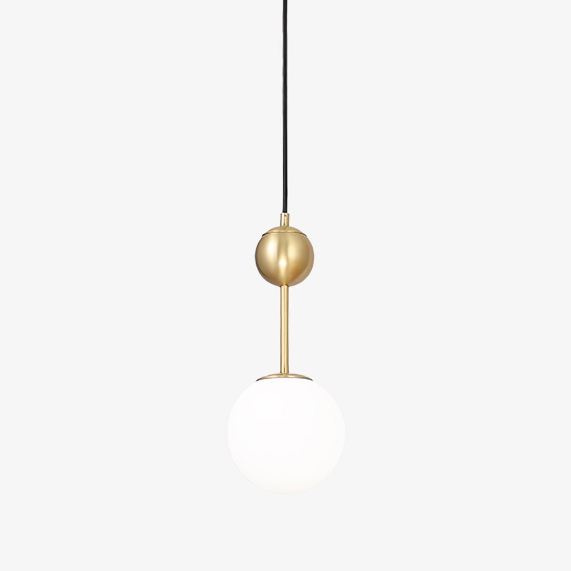 Born Pendant Light in Polished Brass and Opal Glass, Modern Minimalist Ceiling Lamp