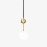 Born Pendant Light in Polished Brass and Opal Glass, Modern Minimalist Ceiling Lamp
