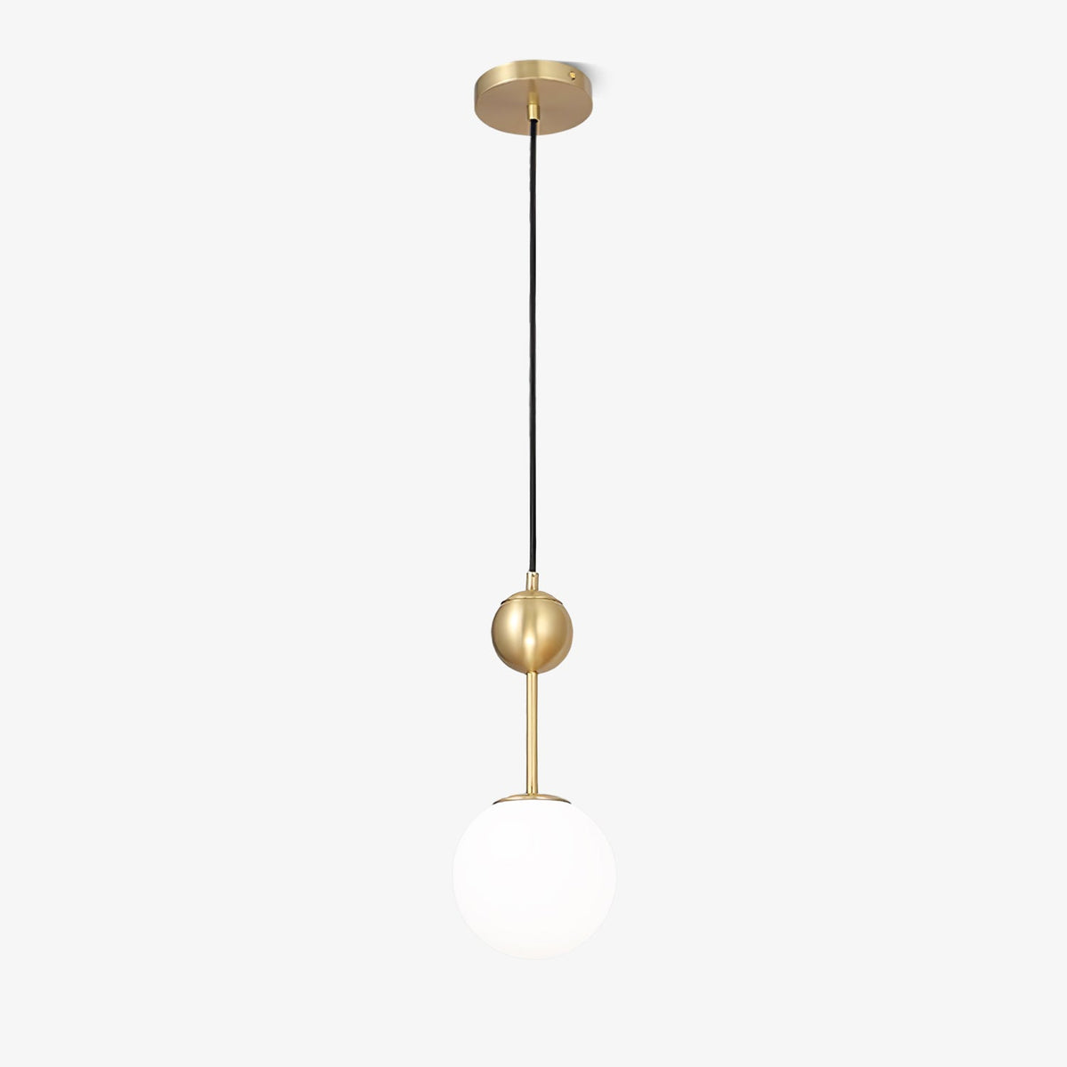 Born Pendant Light in Polished Brass and Opal Glass, Modern Minimalist Ceiling Lamp
