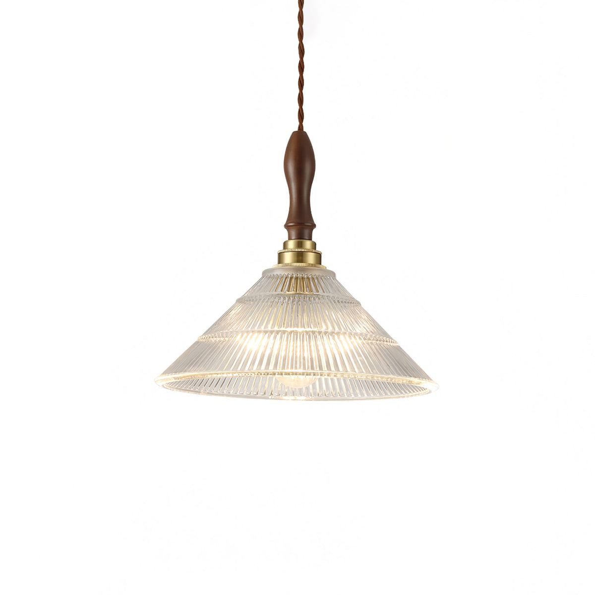 Ripple Glass Pendant Light with Walnut Accents for Modern Interiors
