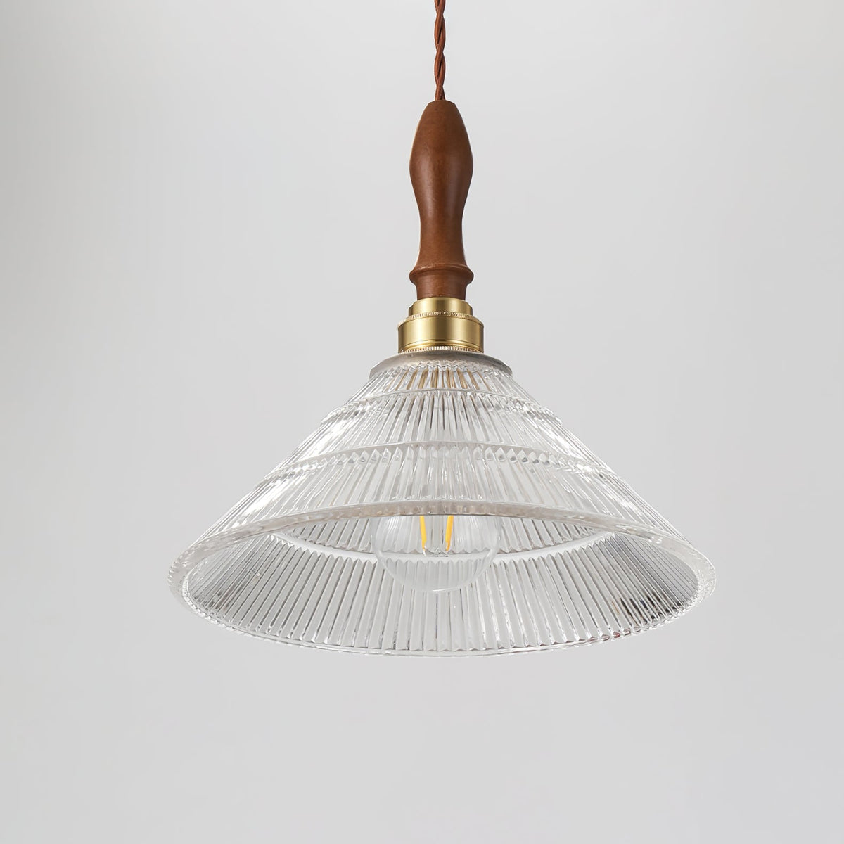 Ripple Glass Pendant Light with Walnut Accents for Modern Interiors