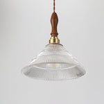 Ripple Glass Pendant Light with Walnut Accents for Modern Interiors