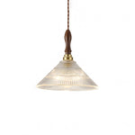 Ripple Glass Pendant Light with Walnut Accents for Modern Interiors