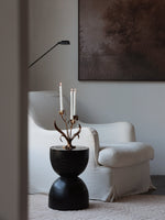 Botanical Bloom Antique Brass Candle Holder Sculptural Table Decor
