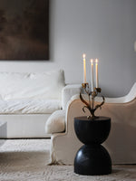 Botanical Bloom Antique Brass Candle Holder Sculptural Table Decor