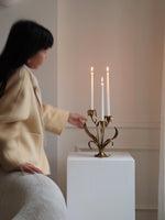 Botanical Bloom Antique Brass Candle Holder Sculptural Table Decor