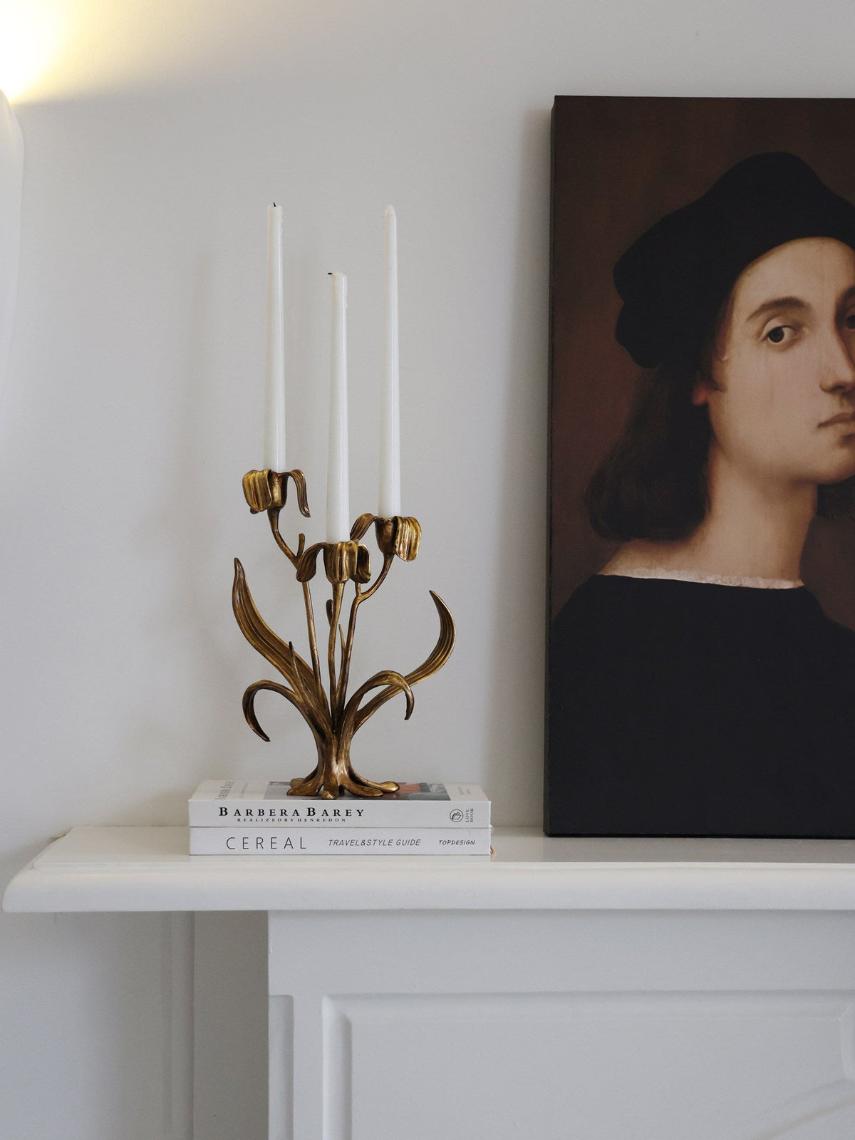 Botanical Bloom Antique Brass Candle Holder Sculptural Table Decor