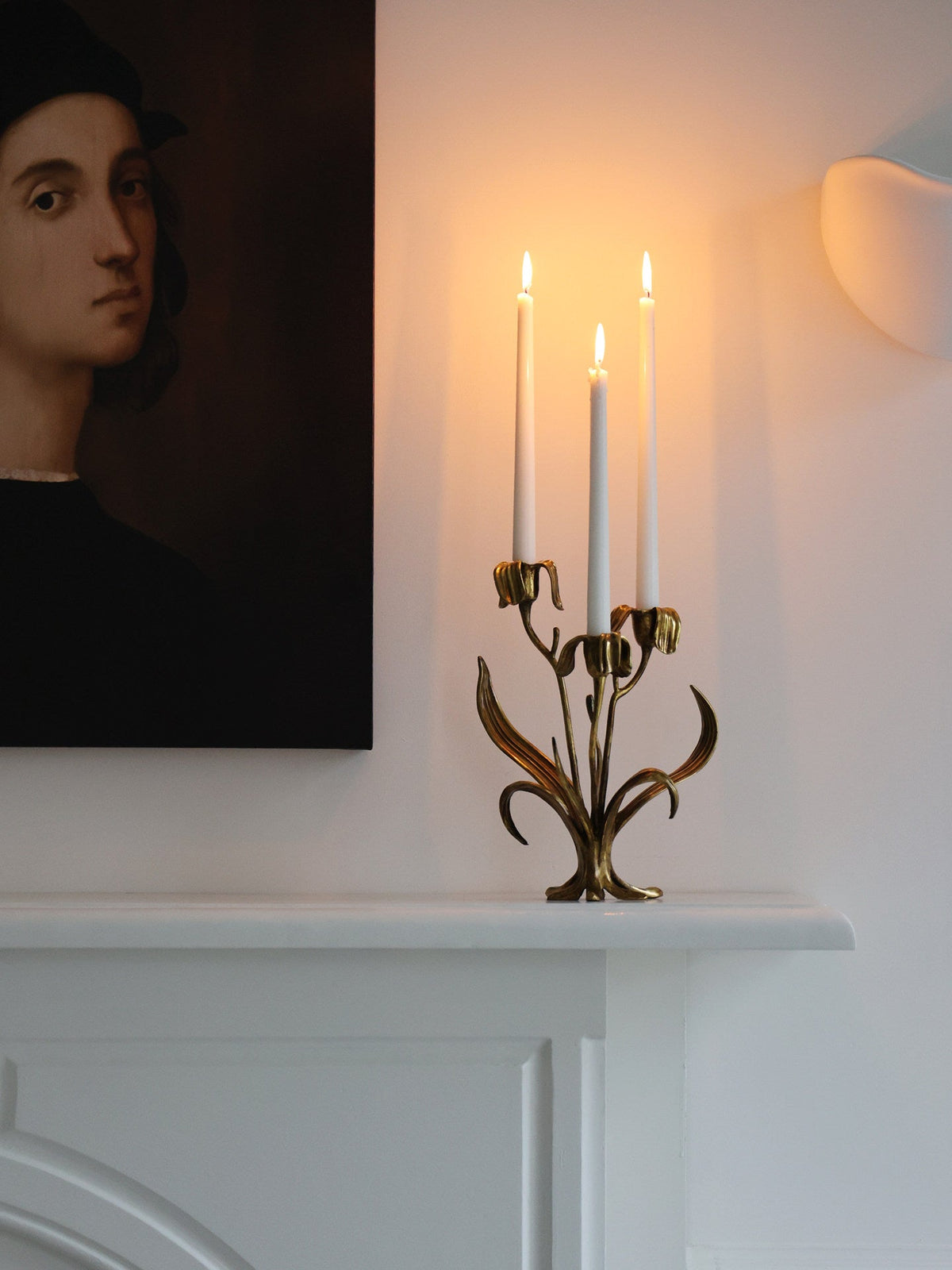 Botanical Bloom Antique Brass Candle Holder Sculptural Table Decor
