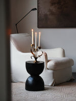 Botanical Bloom Antique Brass Candle Holder Sculptural Table Decor